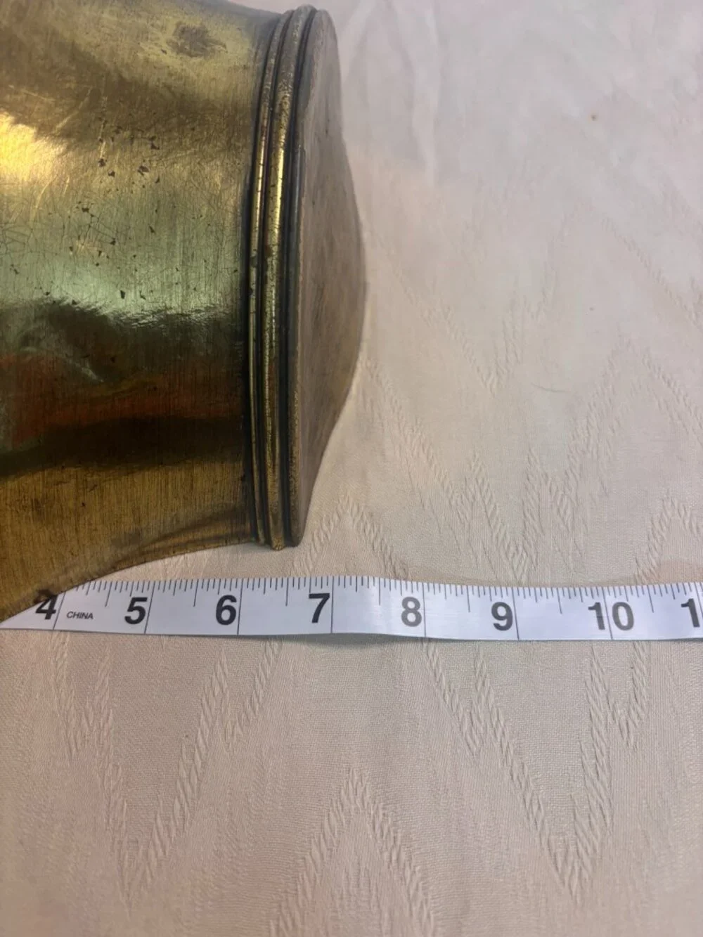 VTG Faux Brass Wall Pocket Planter Embossed Floral Motif Decor